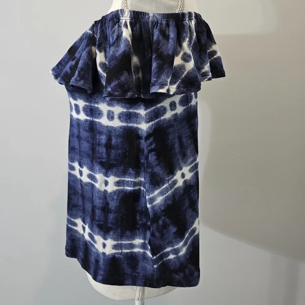 CLOUD CHASER blue TIE-DYE off shoulder TOP spandex RAYON - Picture 7 of 10